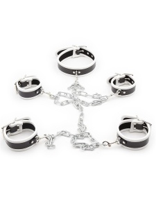 Ensemble de menottes, chevillères et collier en simili cuir