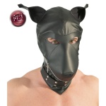 Maschera per cani in similpelle nera con cerniera.