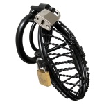 Cage de chasteté Rimba en métal noir avec cadenas