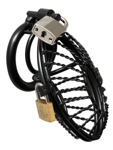 Cage de chasteté Rimba en métal noir avec cadenas