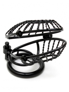 Cage de chasteté Rimba en métal noir avec cadenas