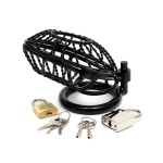 Cage de chasteté Rimba en métal noir avec cadenas